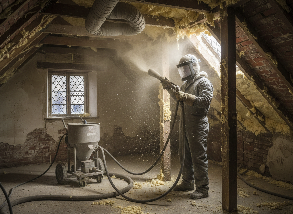 Sand Blasting Spray Foam Insulation Removal in Bath, Somerset